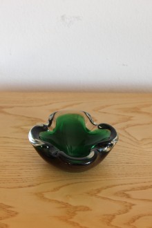 Green sommerso blown glass ashtray from Murano 2