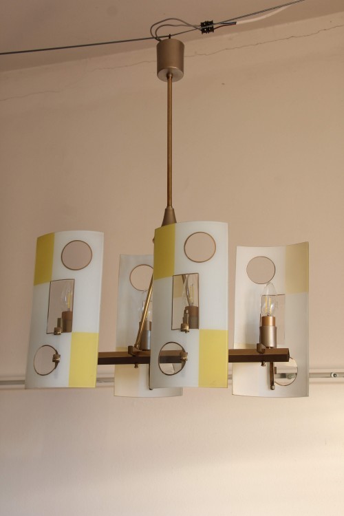 Lampadario anni '50  in ottone con...