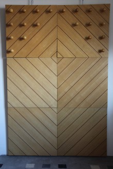 Appendiabiti  a parete in legno design anni  '80, 6 moduli.