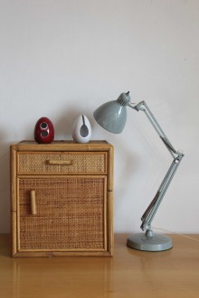 Comodino in rattan e bambù produzione italiana anni'70 2