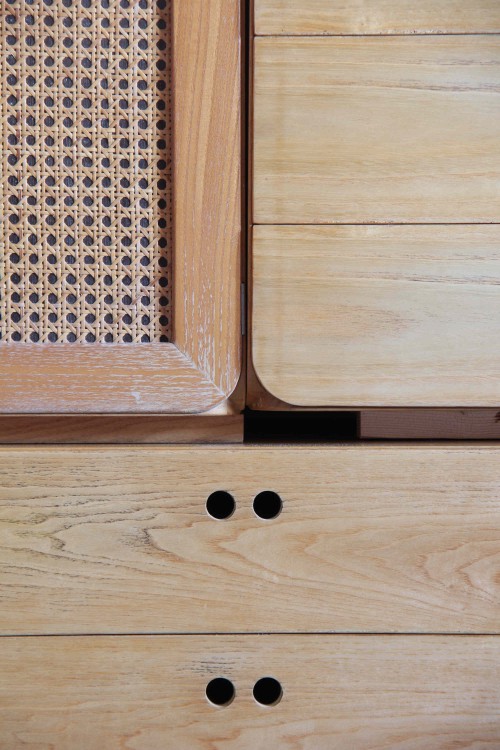 Set of 5 modular wooden cubes design...