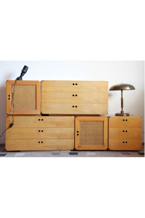 Set of 5 modular wooden cubes design Derk Jan De Vries, for Maisa Belgio
