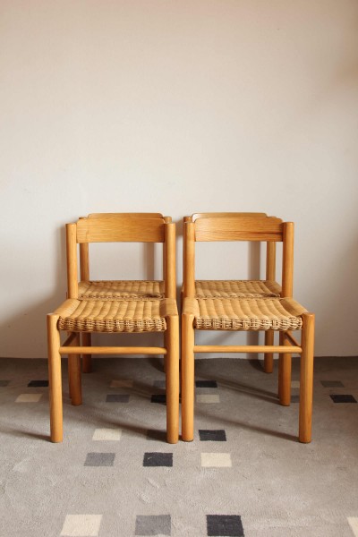 Set di sedie in midollino e legno,made in Italy Germa