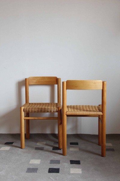 Set di sedie in midollino e legno,made in Italy Germa