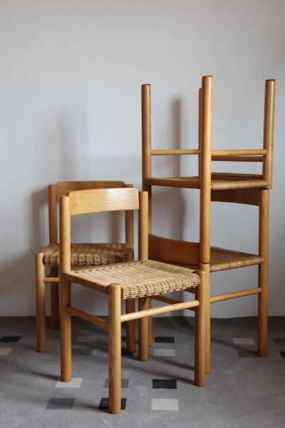 Set di sedie in midollino e legno,made in Italy Germa