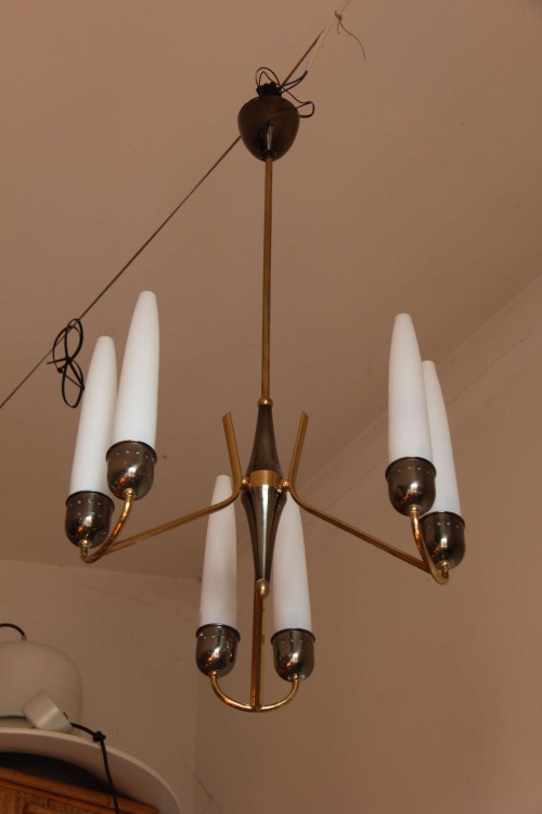 Suspension chandelier in brass and...