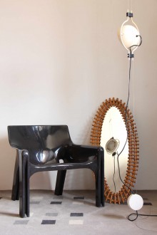Specchio ovale in bambù sullo stile di Bonacina