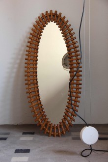 Specchio ovale in bambù sullo stile di Bonacina 2