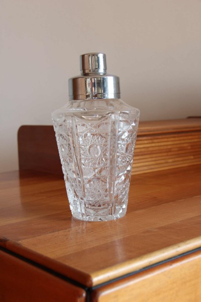 Shaker per cocktails in cristallo e metallo made in Italy anni '70