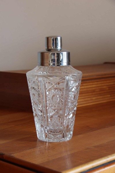 Shaker per cocktails in cristallo e metallo made in Italy anni '70
