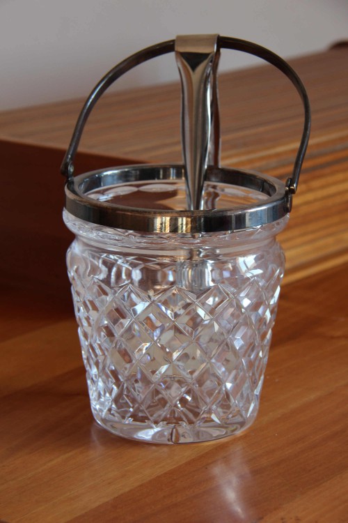 Ice bucket in cut crystal and metal 70s, made in Italy.