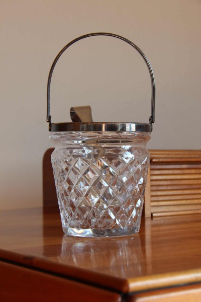 Ice bucket in cut crystal and metal 70s, made in Italy.