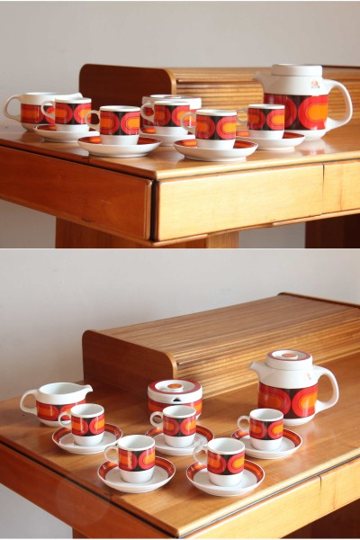 Set of 5 coffee cups Arzberg porcelain design Hans Theo Baumann.