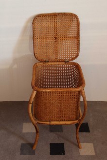 Vienna straw and bamboo storage basket, 1950s. 2
