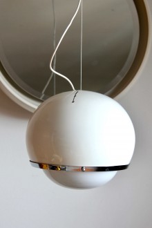 Space age lacquered metal chandelier, Italian production... 2