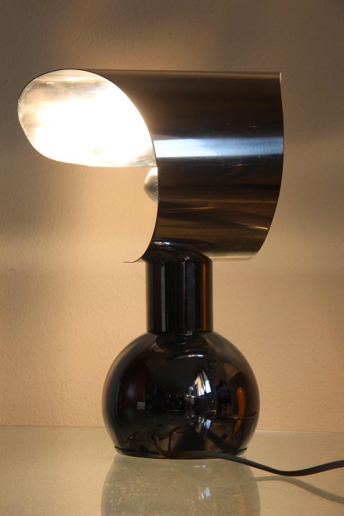 Chromed metal table lamp from the 1970s