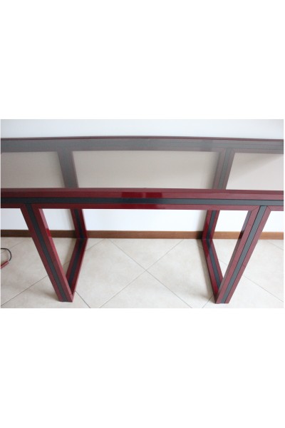Console in the style of Romeo Rega in lacquered brass and crystal