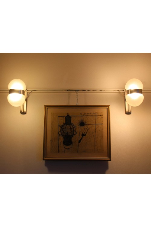Set of 4 wall lights in nickel-plated...