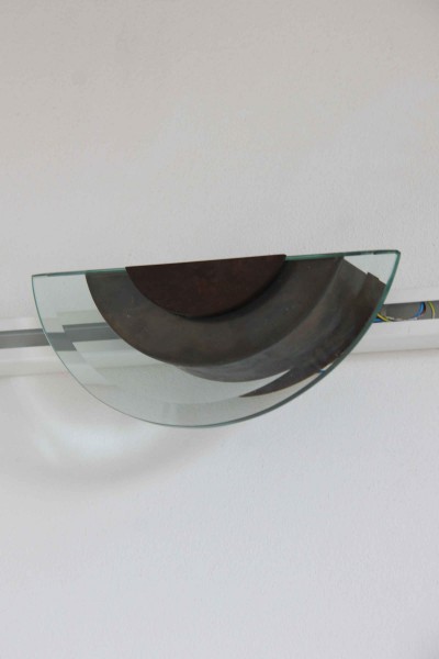 Pair of LAM wall sconces with cut glass and copper from the 1980s