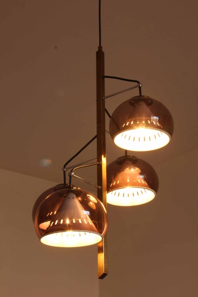 Lampter chandelier in brass and plexiglass, 1960s