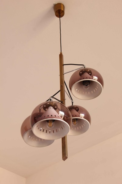Lampter chandelier in brass and plexiglass, 1960s