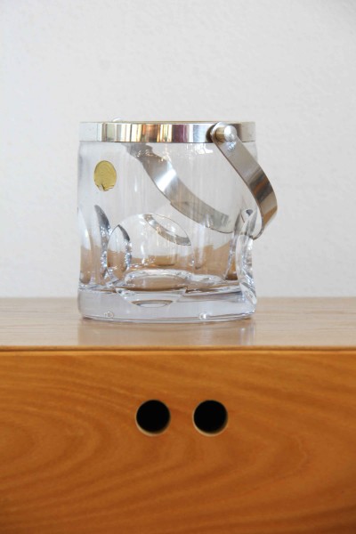 Ice bucket in cut crystal and metal 80s, made in Italy.