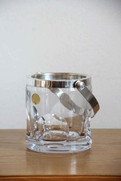Ice bucket in cut crystal and metal 80s, made in Italy.