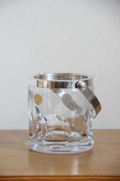 Ice bucket in cut crystal and metal 80s, made in Italy.
