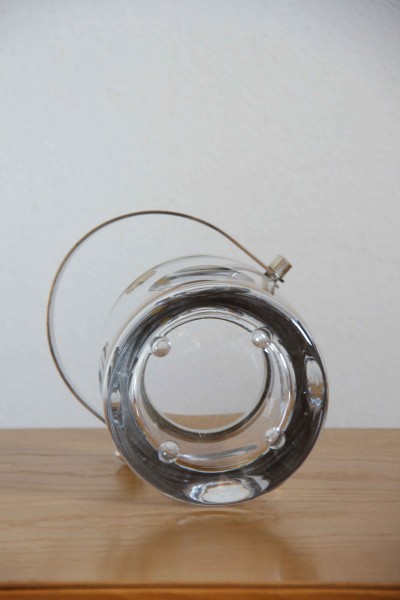 Ice bucket in cut crystal and metal 80s, made in Italy.