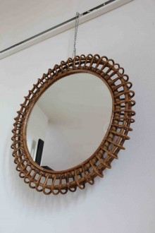 Specchio in bamboo anni '70 probabile produzione bonacina 2