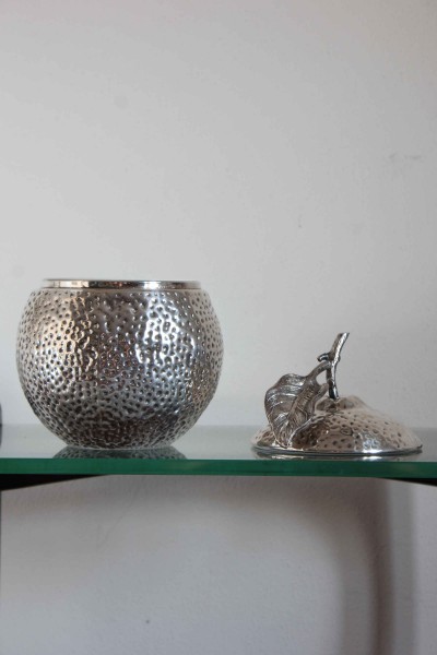 Ice bucket in silver metal, produced by Teghini Firenze