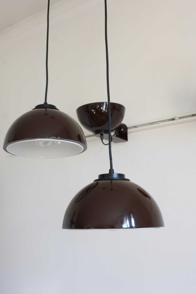 Coppia di lampadari Dalca in metallo made in Italy anni '70
