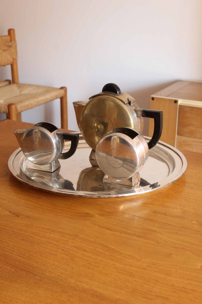 Silver-plated Art Deco tea service designed by Christian Fjerdingstad