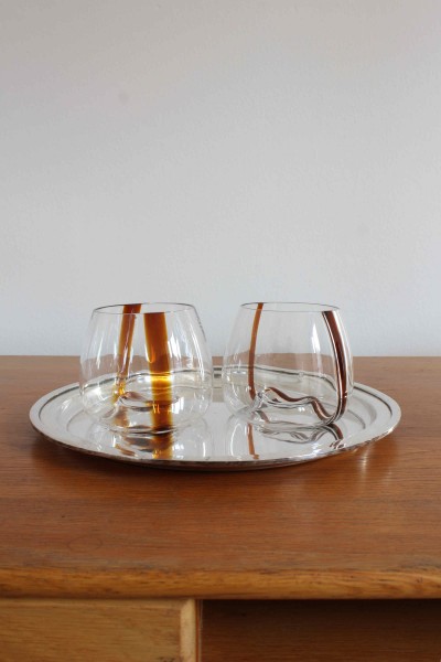 Coppia di vasi in vetro di Murano probabile design Toni Zuccheri