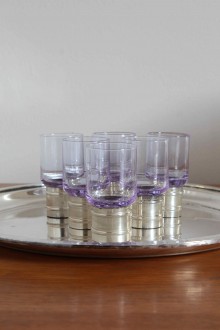 Set di 6 bicchieri in vetro soffiato e argento