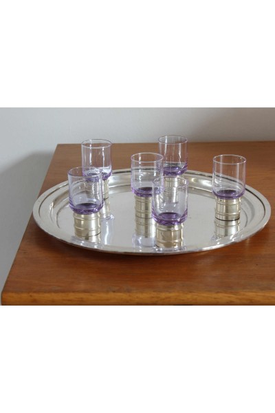 Set di 6 bicchieri in vetro soffiato e argento