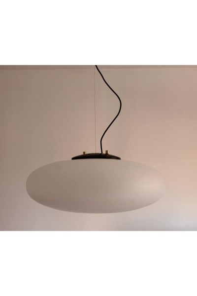 Pendant lamp in satin opaline glass, design attributable to Stilnovo