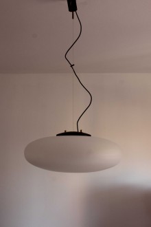 Pendant lamp in satin opaline glass, design attributable...