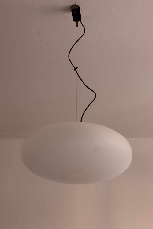 Pendant lamp in satin opaline glass,...