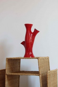 Vintage glazed red ceramic vase