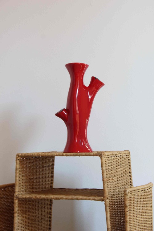 Vaso vintage in ceramica rossa