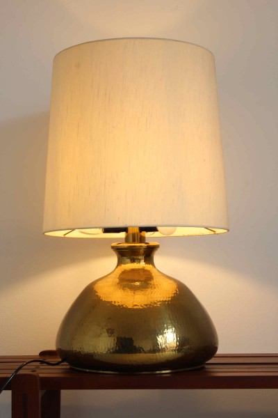 Hammered brass table lamp, Italian production, 1970s