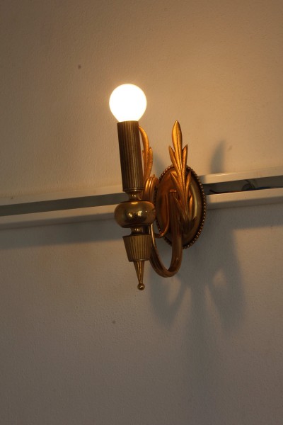 Pair of brass wall lamps produced by Gaetano Sciolari in the 1970s