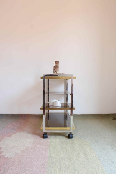 Romeo Rega style brass and chrome metal service trolley