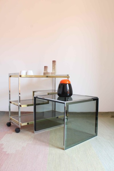 Romeo Rega style brass and chrome metal service trolley