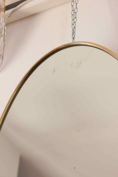 1950s oval brass mirror, Italian...