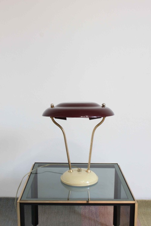 1950s lamp with brass and aluminum...