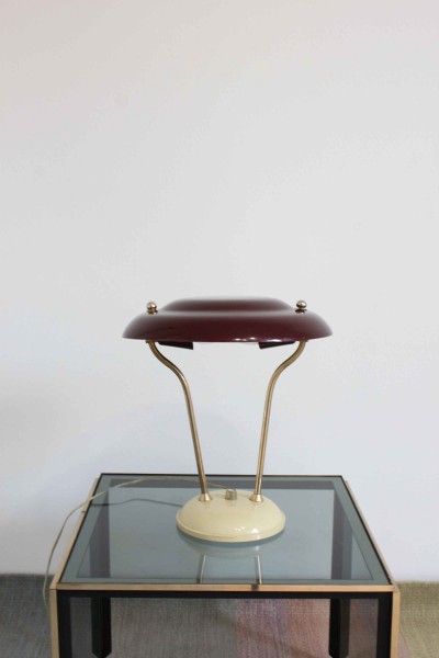 1950s lamp with brass and aluminum dimmer.
