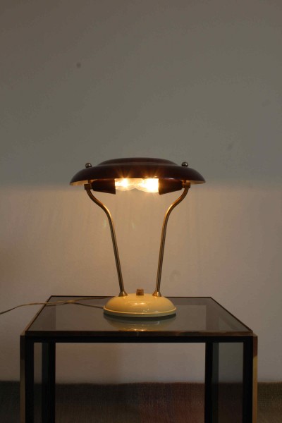 1950s lamp with brass and aluminum dimmer.