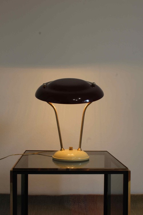 1950s lamp with brass and aluminum...